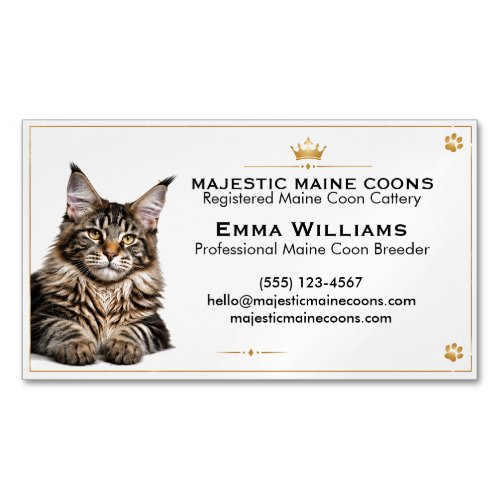 Personalized Maine Coon Cattery Business Card Magnet