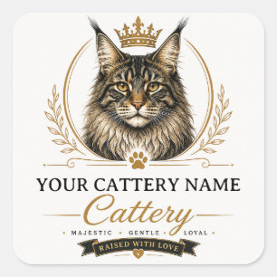 Personalized Maine Coon Cattery Sticker 