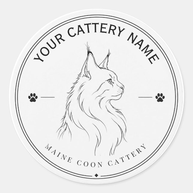 Personalized Maine Coon Cattery Sticker  (Front)