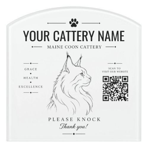 Personalized Maine Coon Cattery with QR Code Door Sign