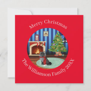 Personalized Maine Coon Kitty Cat Holiday Card