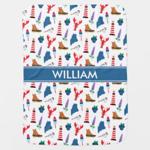 Personalized Maine Icons Baby Blanket