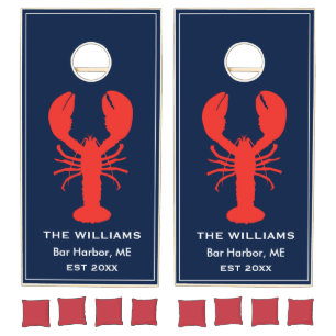 Personalized Maine Lobster Preppy Navy Cornhole Set