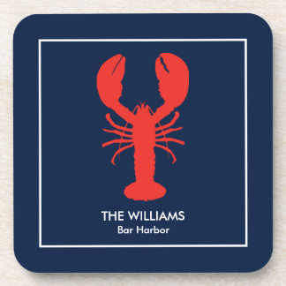 Personalized Maine Red Lobster Preppy - set of 6 Beverage Coaster