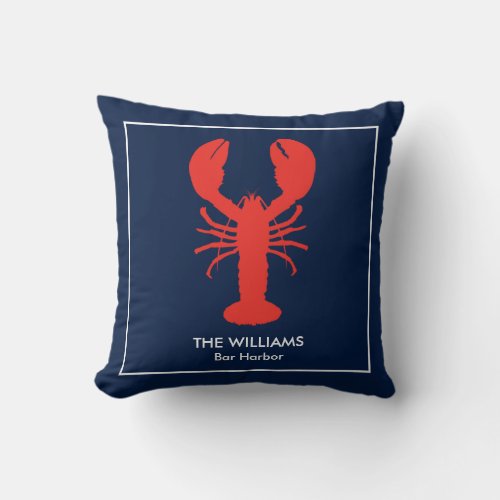 Personalized Maine Red Lobster  Throw Pillow