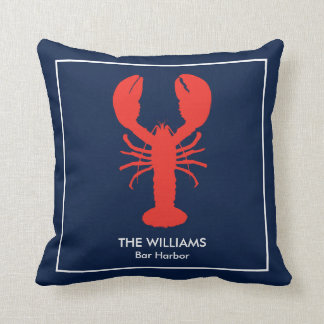 Personalized Maine Red Lobster  Throw Pillow