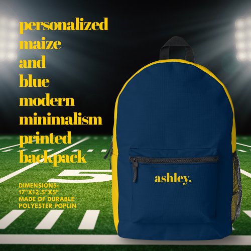 Personalized Maize and Blue Modern Minimalism Printed Backpack