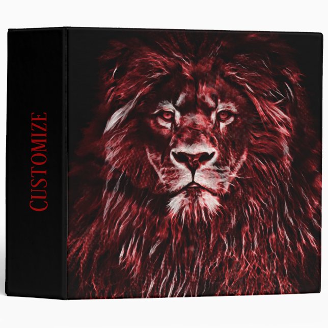 Personalized Majestic Red Lion 3 Ring Binder (Front/Spine)