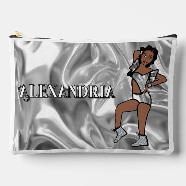 Personalized Majorette Dancer Liquid Silver #1 Accessory Pouch (Front)