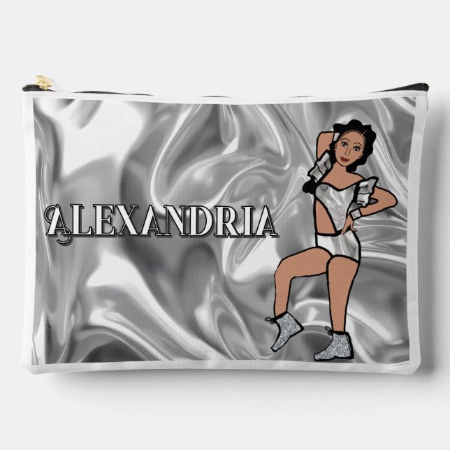 Personalized Majorette Dancer Liquid Silver #2 Accessory Pouch (Front)