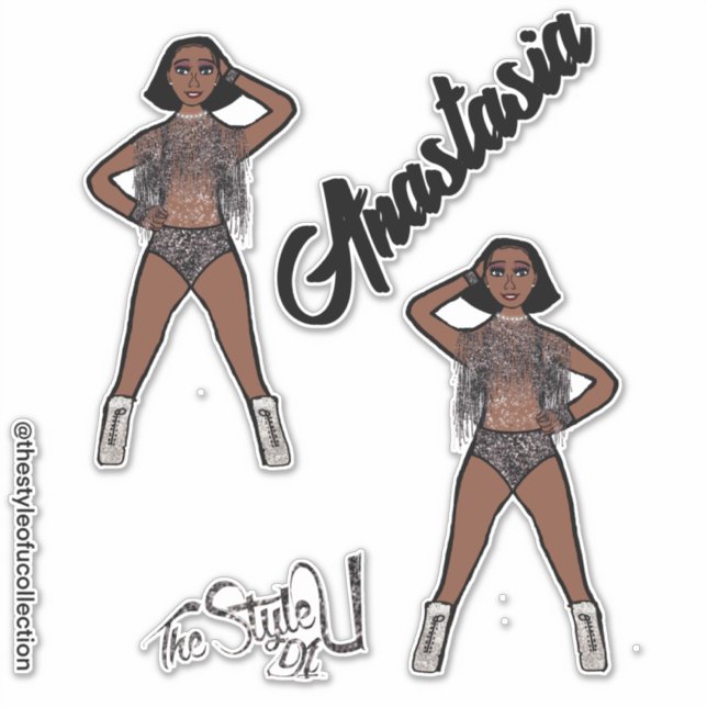 Personalized Majorette / Dancer Pewter Fringe Sticker (Front)