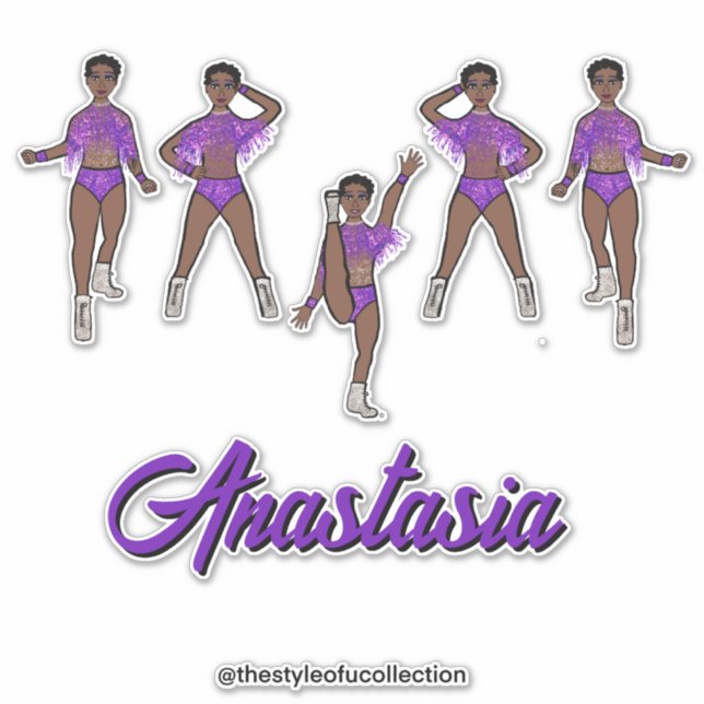 Personalized Majorette / Dancer Purple Fringe Sticker (Front)