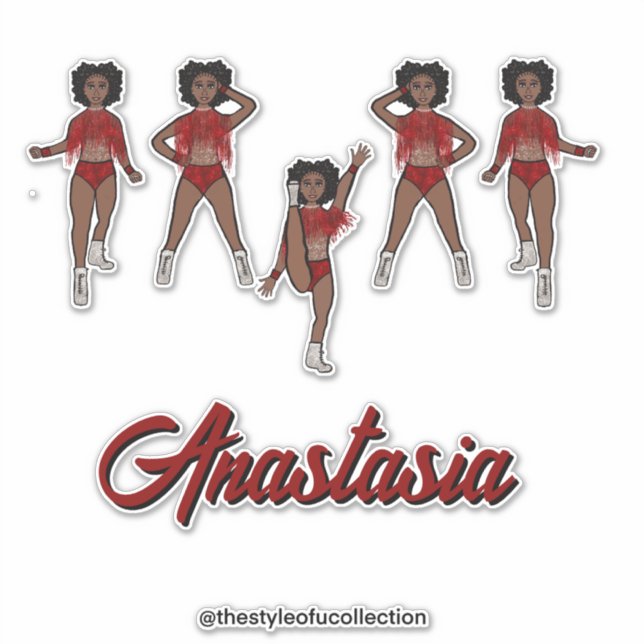 Personalized Majorette / Dancer Red Fringe Sticker (Front)
