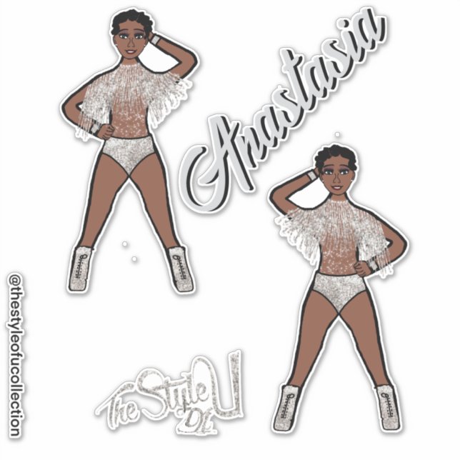 Personalized Majorette / Dancer Silver Fringe Sticker (Front)