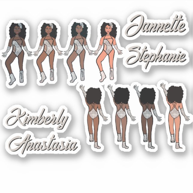 Personalized Majorette / Dancer Stickers Silver (Front)