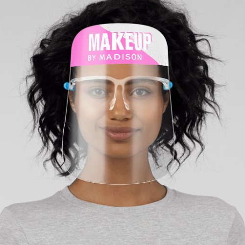 Personalized Makeup Artist Business Hot Pink Chic Face Shield
