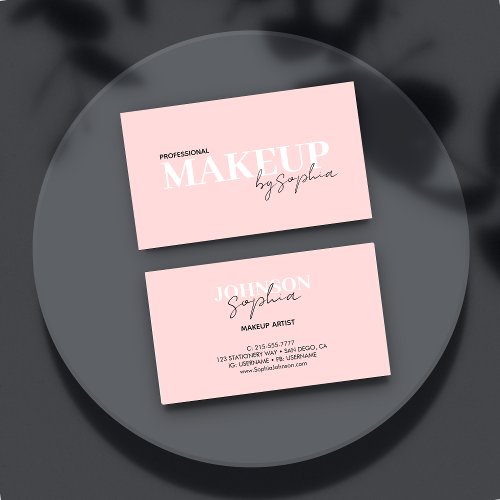 personalized Makeup Artist Pink Blush Beauty Salon Business Card