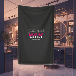Personalized Makeup Artist Standard black pink Banner