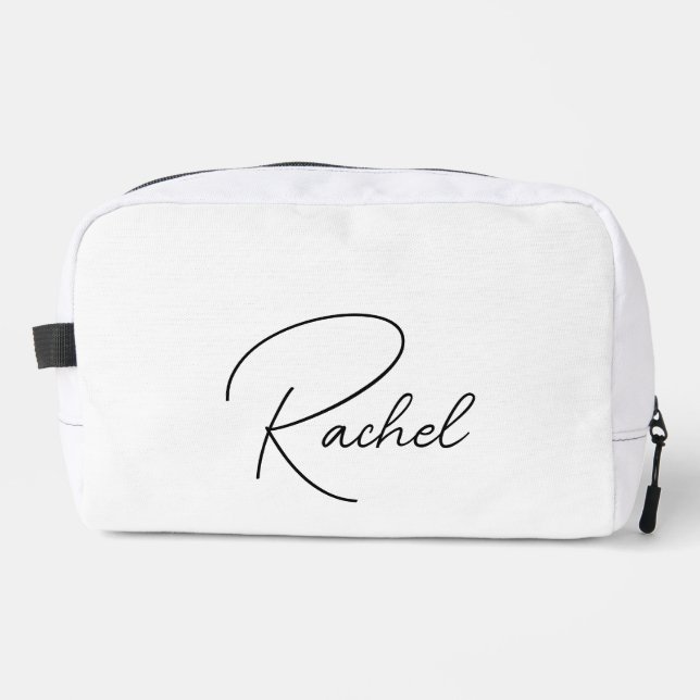 Personalized Makeup Bag, Bride Large Cosmetic Bag, Dopp Kit (Front)