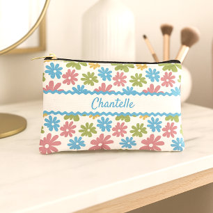 Personalized Makeup Bag With Retro Floral Pattern