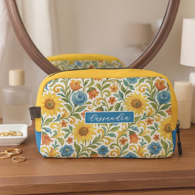 Personalized Makeup Bag With Sicilian Floral Art (Creator Uploaded)