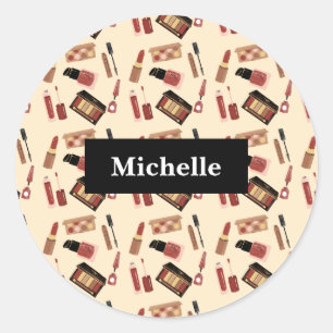 Personalized Makeup Cosmetics Pattern Cosmetology Classic Round Sticker