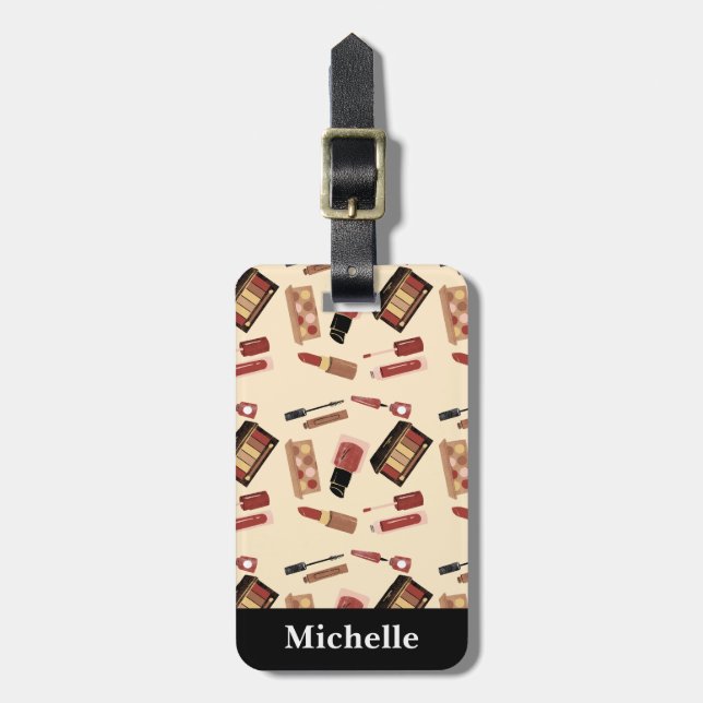 Personalized Makeup Cosmetics Pattern Cosmetology  Luggage Tag (Front Vertical)