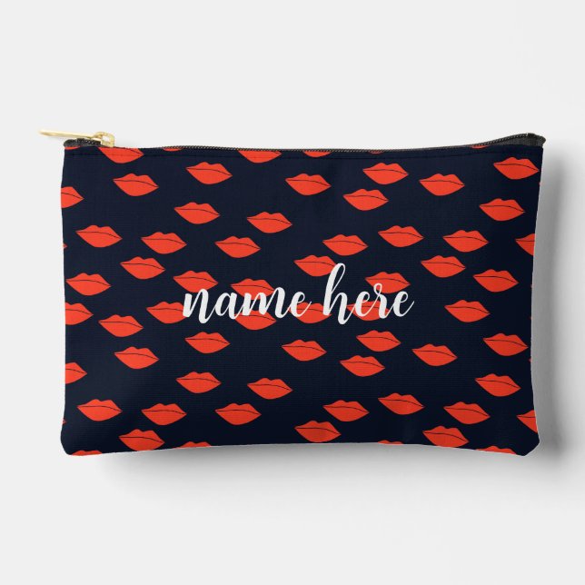 Personalized Makeup Pouch with Red Lips (Front)
