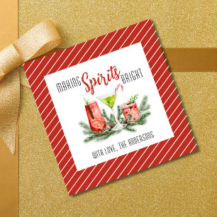 Personalized Making Spirits Bright Red and Green Favor Tags
