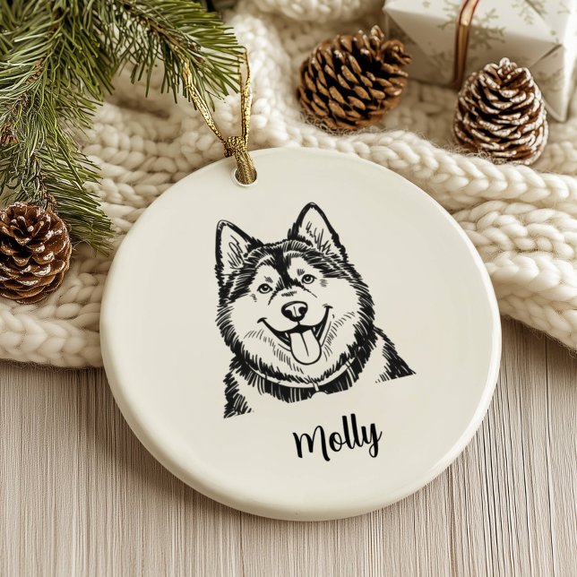 Personalized Malamute Dog Christmas Ceramic Ornament (Creator Uploaded)