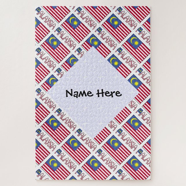 Personalized Malaysia Flag Tiled Jigsaw Puzzle (Vertical)