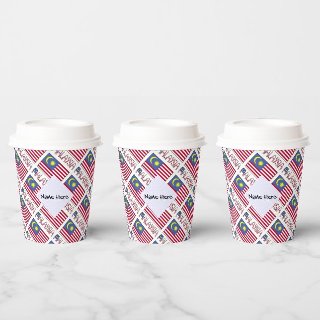 Personalized Malaysia Flag Tiled Paper Cups (Multi)