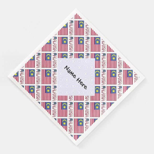 Personalized Malaysia Flag Tiled Paper Dinner Napkins (Corner)