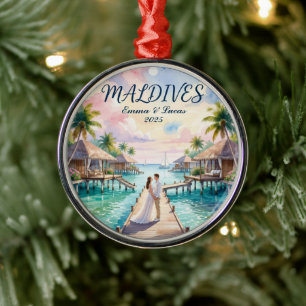 Personalized Maldives Honeymoon Metal Ornament