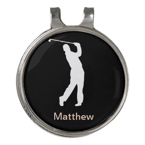 Personalized Male Golfer Silhouette with Starfish  Golf Hat Clip