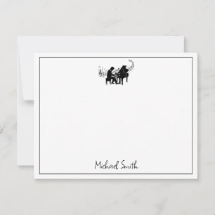 Personalized Male Piano Player - Pianist Music Note Card