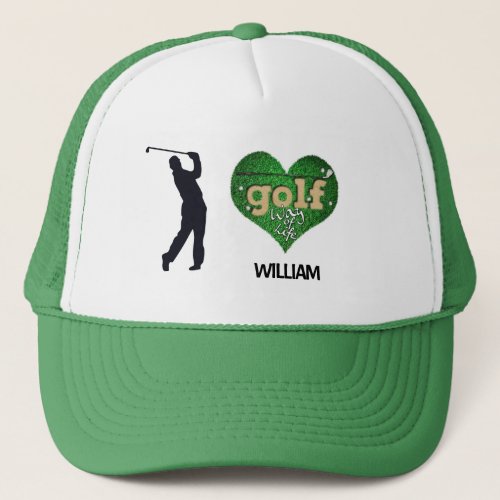 Personalized Male Silhouette GOLF  Trucker Hat