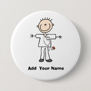 Personalized Male Stick Figure Nurse Button