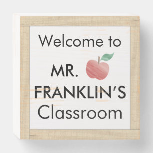 Personalized Male Teacher's Classroom Welcome    W Wooden Box Sign