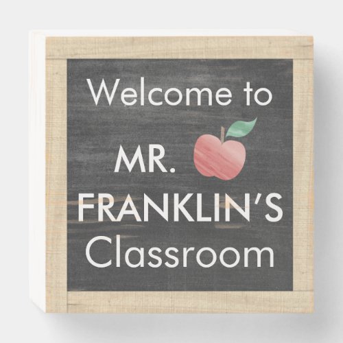 Personalized Male Teachers Classroom Welcome    Wooden Box Sign