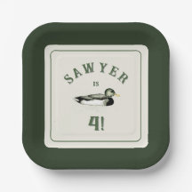 Personalized Mallard Duck Birthday Plates