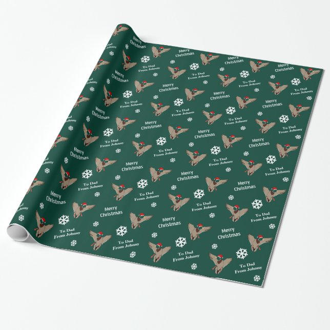 Personalized Mallard Duck Santa Christmas Wrapping Paper (Unrolled)