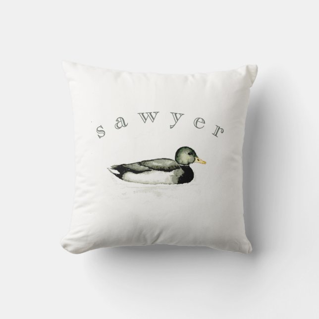 Personalized Mallard Duck Throw Pillow (Front)