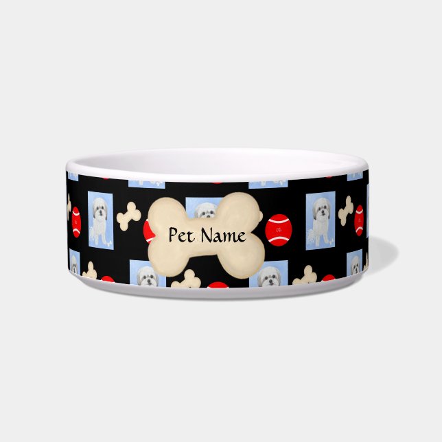 Personalized Malshi Black Pet Bowl (Front)