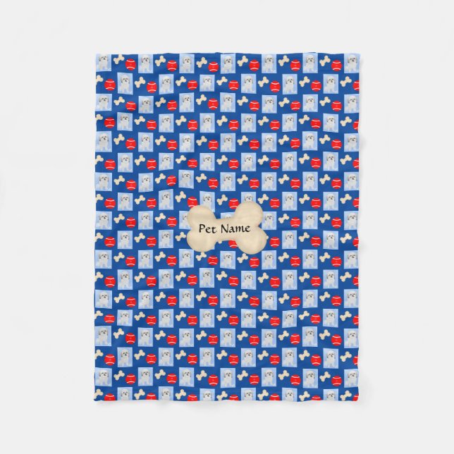 Personalized Malshi Blue Fleece Blanket (Front)