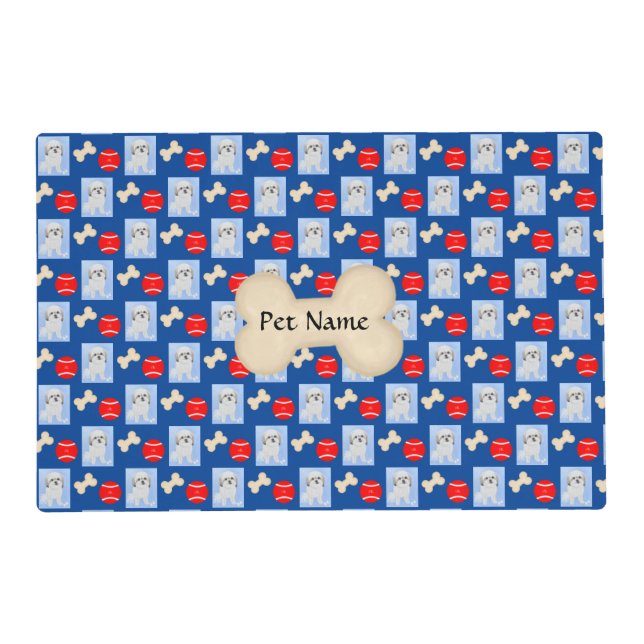 Personalized Malshi Pet Placemat With Name (Front)