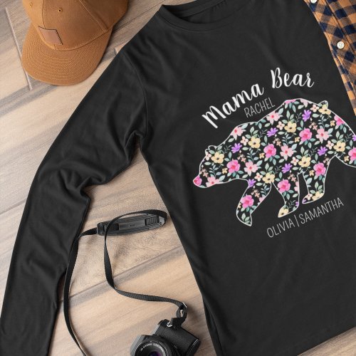 Personalized Mama Bear Floral Mother Mom Mummy  T_ T_Shirt