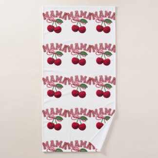 Personalized “Mama” Cherry Print – Funny Kitchen T Bath Towel Set