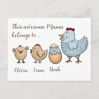 Personalized Mama Chicken Chicks – Custom Names  Holiday Postcard