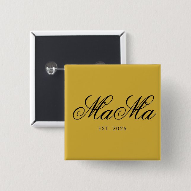 Personalized Mama Est Elegant Metallic Gold Button (Front & Back)